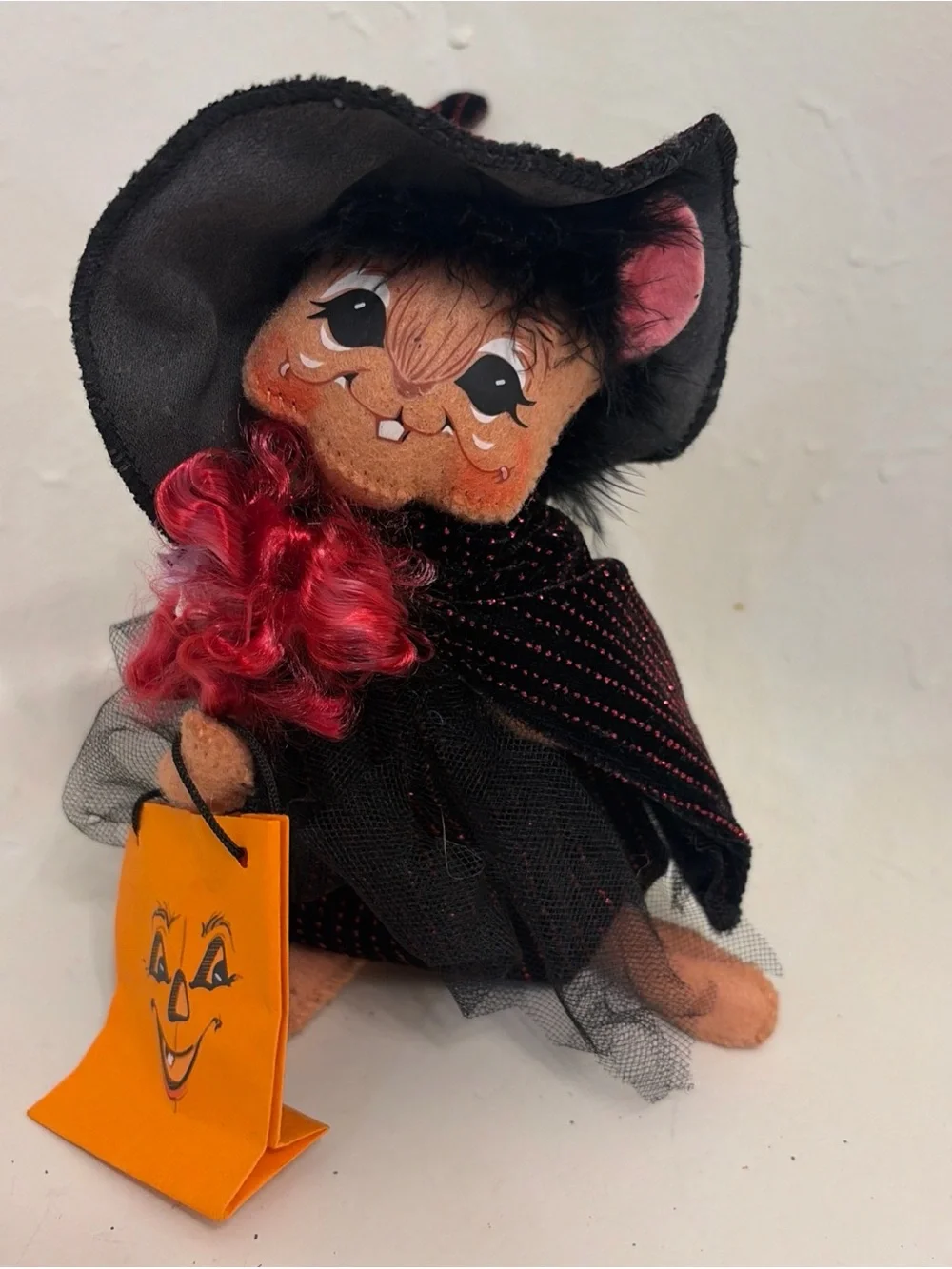 VTG Annalee Doll Halloween Girl Mouse Witch Spider Web Dress Trick or Treat 2004